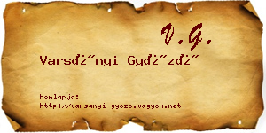 Varsányi Győző névjegykártya